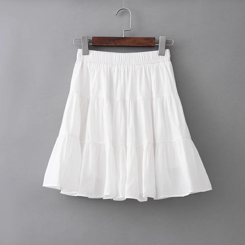 

Женская летняя мини-юбка в мелкую складку из шелка и хлопка с высокой талией, повседневный, модный, стройнящий, универсальная, А-силуэта, многоярусная XS