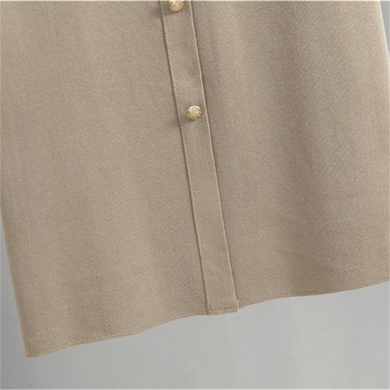 Women's autumn and winter slim fit knitted Suit New polo collar sweater hip hugging skirt two-piece set