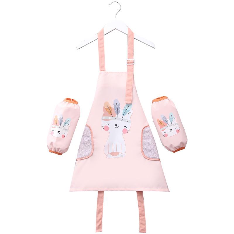 2025 Children Apron with Sleeve Set Waterproof Art Smock Painting Apron for Boys Girls Wipe Hands Painting Specific Apron