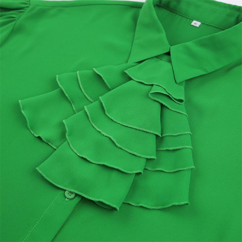 Blusas Mujer De Moda 2022 Summer rufflesTop Female Women Shirts Women's Green Shirt Blouses Tops Long Sleeve Chic Woman Blouse