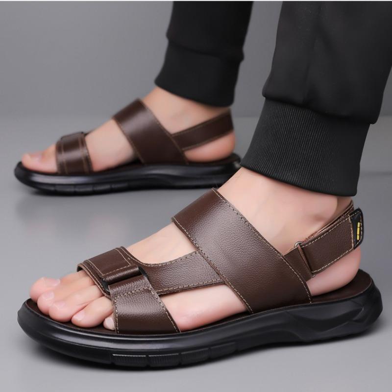 High Quality Sandals for Men Luxury Leather Sandals 2025Summer New Beach Sandal Fashion Casual Slippers for Men Sandalias Hombre