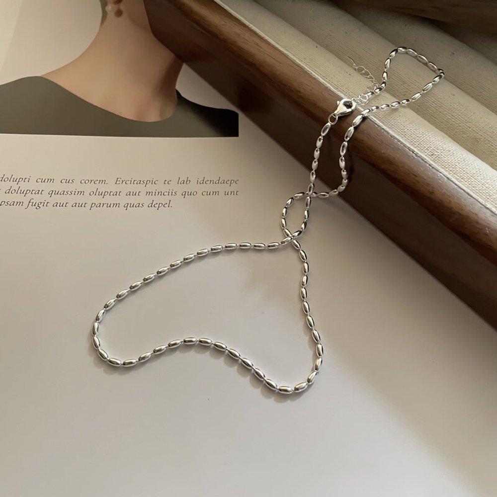 

Women s 925 Silver Simple Olive Flat Ball Necklace