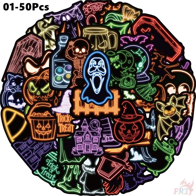 50Pcs/Set Neon Color. KUSO Funny Halloween Scary Horror Stickers DIY Fashion Waterproof Doodle Decals Stickers