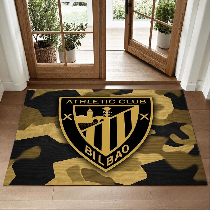 Athletic Bilbao Football Design Crystal Velvet Rug Soft Decorative Mat for Bedroom Entrance