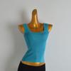 Minimalist Pure Color Qu Zhu Blended Square Collar Knitting Camisole Women's Summer Sexy Silm Short Sleeveless T-shirt