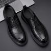 Autumn high-end men's shoes first-layer cowhide business leather shoes men's commuting leather platform casual lace-up single shoes men