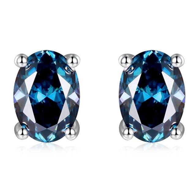 

Серьги-гвоздики с бриллиантами из стерлингового серебра 925 пробы, овальные, 2 карата, красочные, с муассанитом, 100% пройденный тест, для женщин и мужчин, подарок 1CTx2PCS