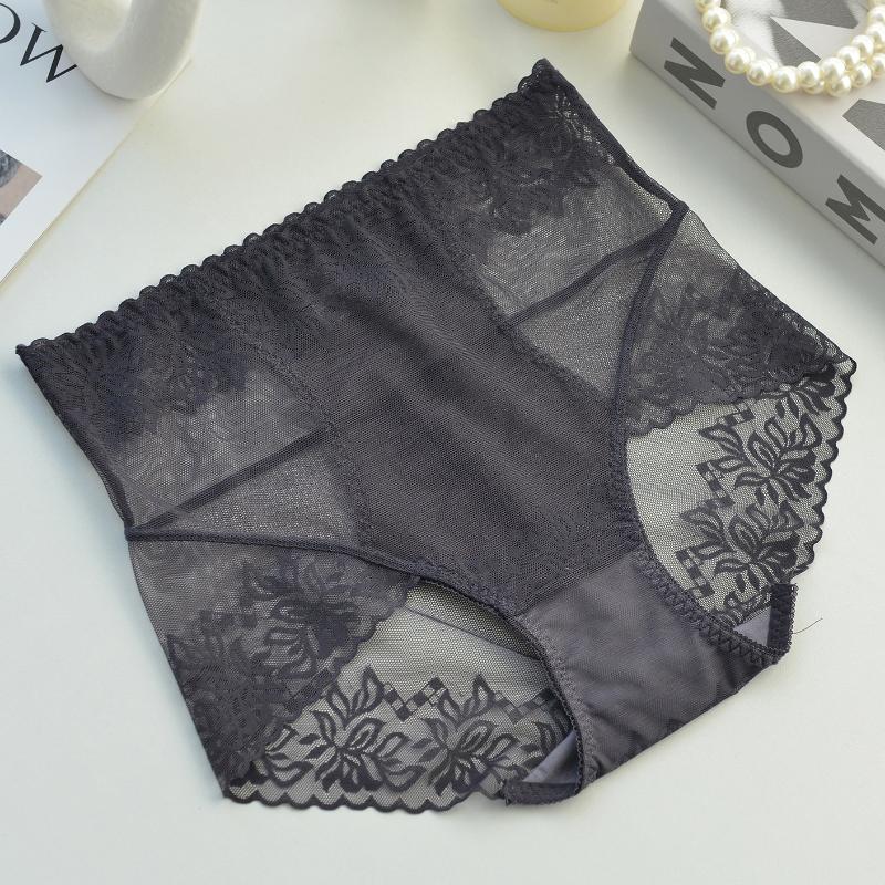 High waist lace panties women's belly and hips thin breathable briefs head sexy lace