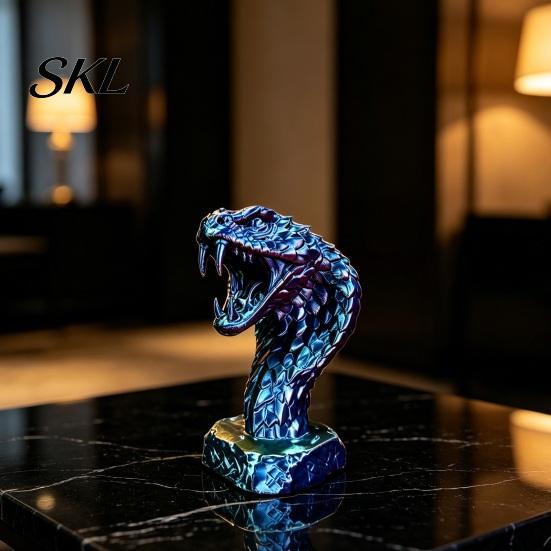 Adult Stress Relief Gadgets 3D Printed Snake Figurine, Realistic Serpent Sculpture, Nature Learning Toys Desk Decor, Educational Wildlife Toy for Kids