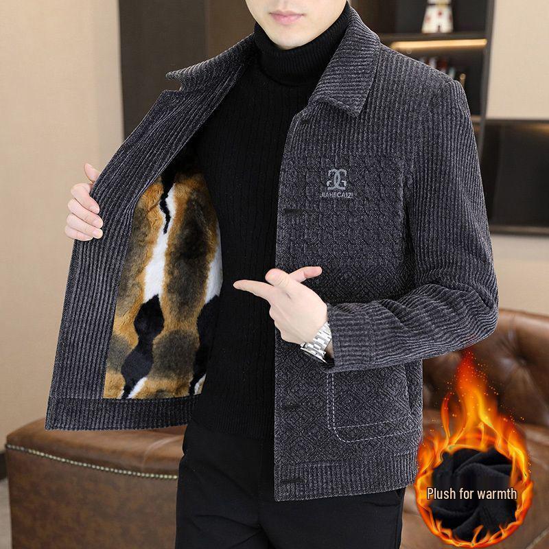 Men s Winter Velvet Thickened Wool Jacket - Trendy, Handsome, Casual Short Wool Coat M (90-110 jin)
