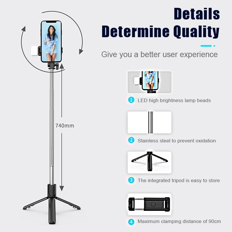 Buy Selfie Stick Foldable Mini Tripod With Fill Light Bluetooth