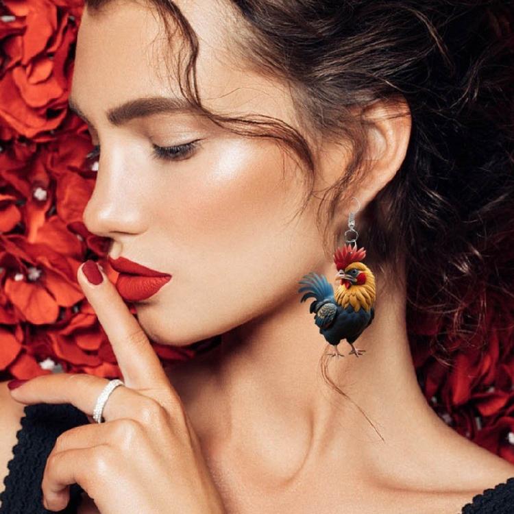 Eye catching Acrylic Chicken Drop Earrings Ear Studs Jewelry for Party Nights