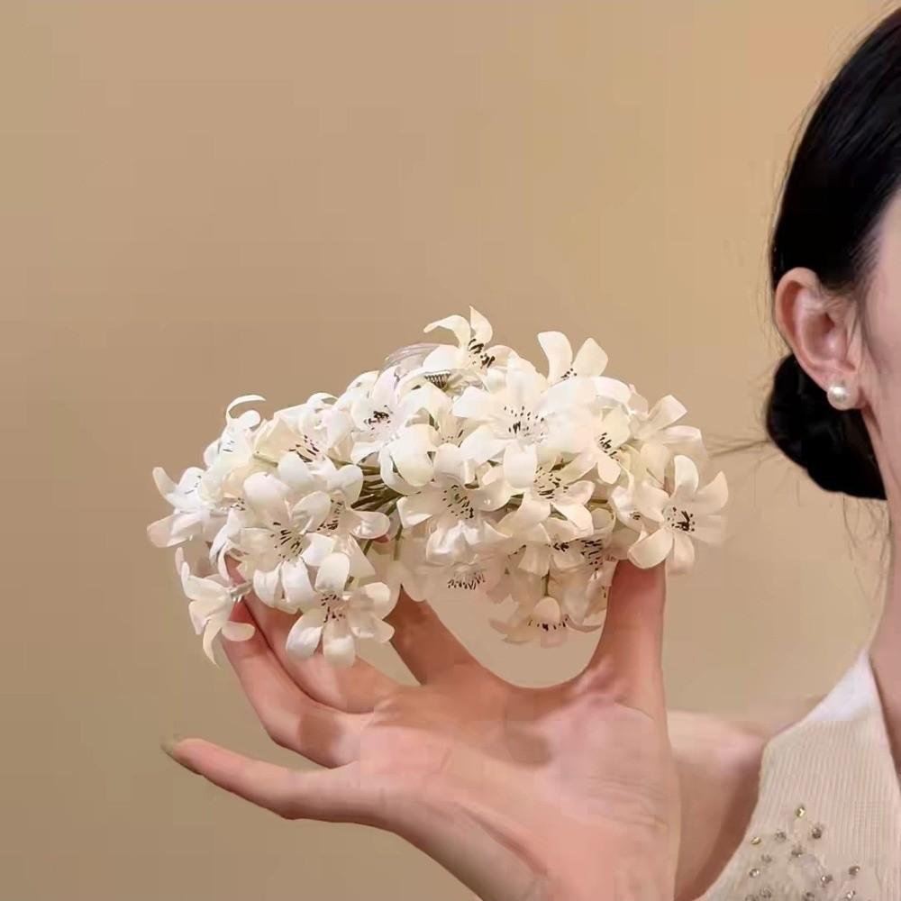 Delicate Beach Floral Hair Claw Solid color Elegant Hair Clip Vacation Style Shark Clip  Seaside