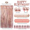 Rose Gold Birthday Party Sequin Tassel Backdrop and Balloon Set