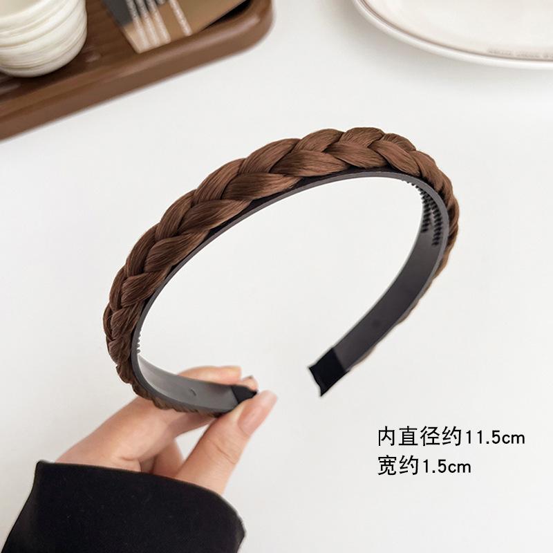1 Pcs Fishbone Braid Wig Headband Anti Slip Headband Fried Dough Twists Braid Bangs Hair Clip High Skull Top Compression