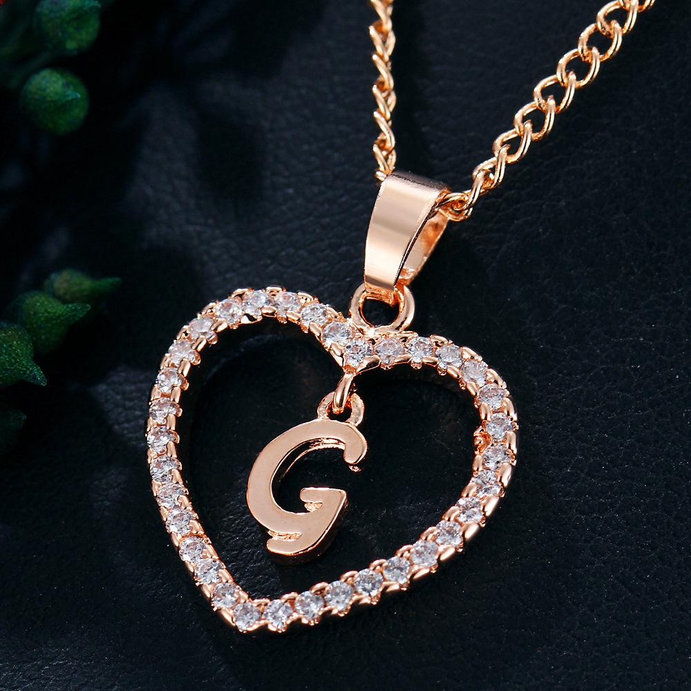 Customizable Love Pendant Necklace with Zircon 26 Letter Initial Jewelry for Men And Women