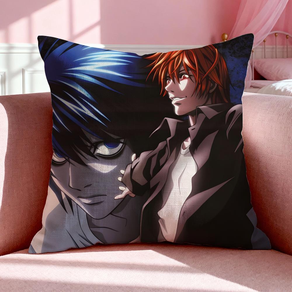 Anime D-Death Note Double-Sided Printed Pillow Cover Short Plush Suitable Living Rooms Bedrooms Sofas Throw Cushion Cover