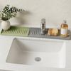 Non-slip Draining Mat Silicone Kitchen Sink Faucet Mat, Foldable Splash Guard with Suction Cup, Water Protector 5 Degrees Slope Countertop for