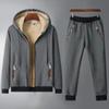 Warm Sport Suit Men 2 Pieces/Set Winter Sportsuit Thermal Hoodies Sets Fleece Tracksuit Windproof Gym Run Sportswear