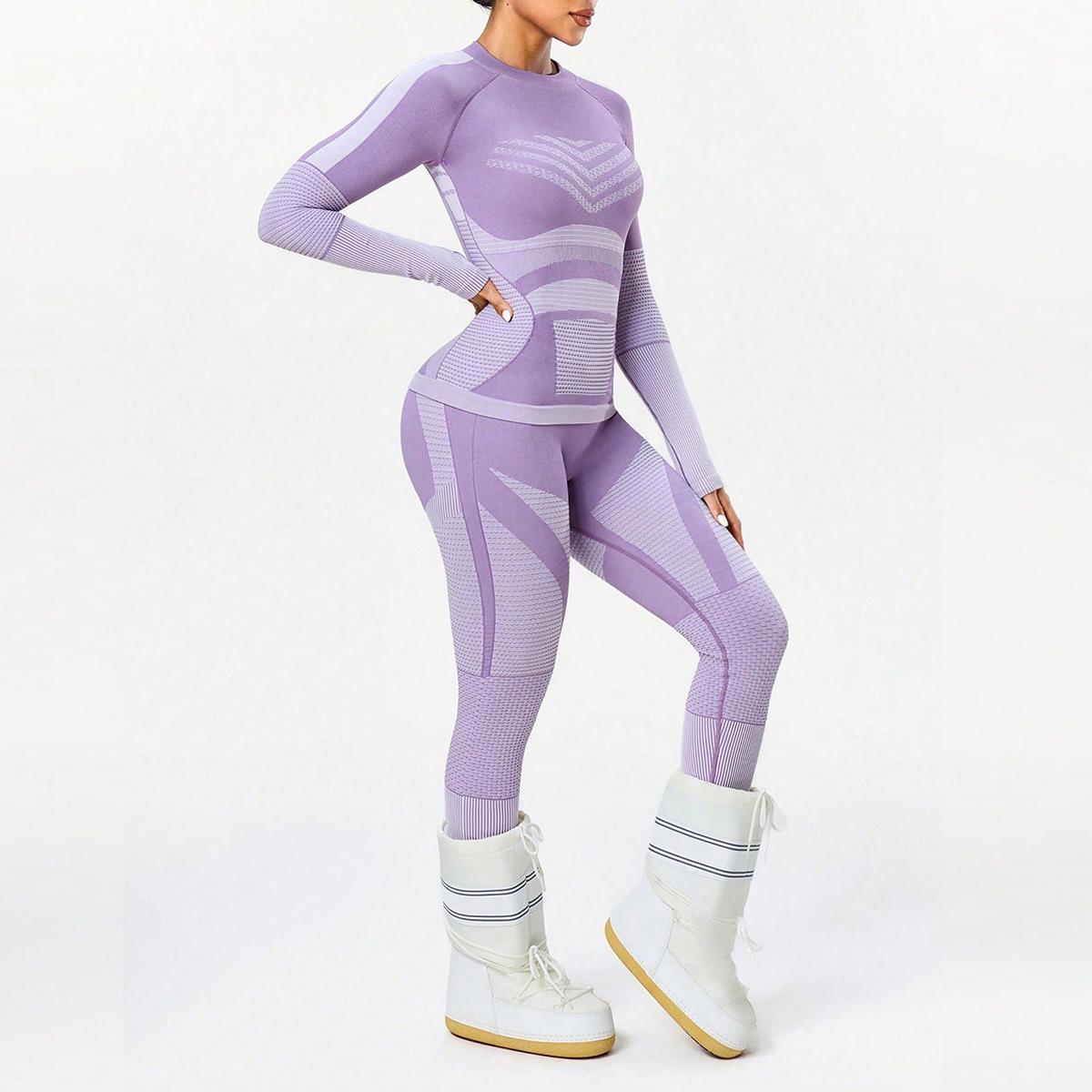

Women s High Elasticity Yoga Pants - Ski Wear, Fitness & Peach Hip Design Large фіолетовий