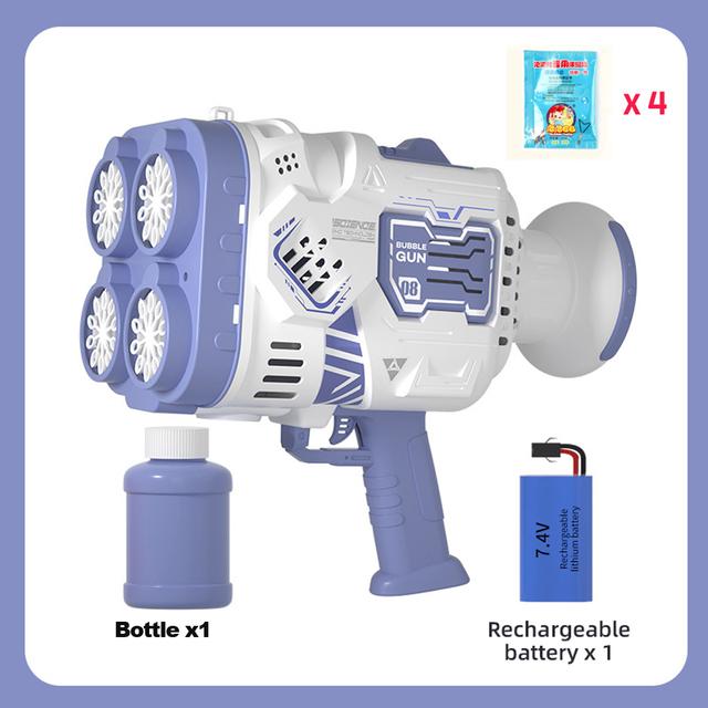 

Пистолет-ракета Ракета-машина для мыльных пузырей Электрическая космическая пусковая установка Подарки ко Дню защиты детей продолжает производить пузыри со светодиодной подсветкой синий