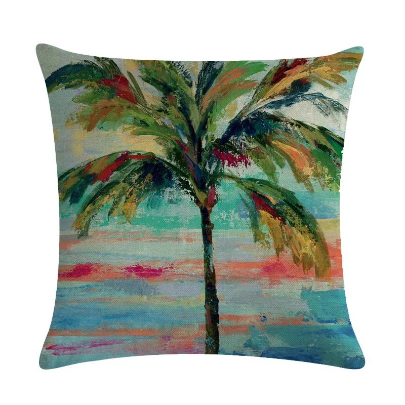 Tropical Rain Forest Banana Tree Coconut Tree Linen Pillowcase Office Sofa Leisure Decoration Cushion Cover