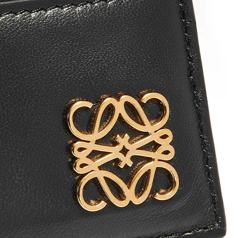 Loewe Anagram Puffer Textured Four Slot Solid Color Glossy Nappa Leather Card Holder Women Accessories Black C821322X01-1100