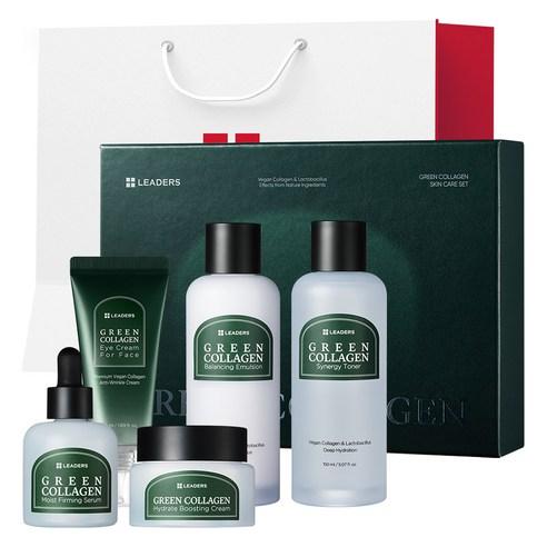 Leaders Green Collagen Skincare 5-Piece Set (Toner 150ml + Emulsion 150ml + Serum 30ml + Cream 50ml + Eye Cream 50ml)