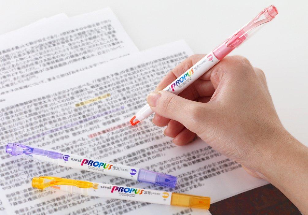Mitsubishi Pencil Window 10 Pens Pro-Pass Highlighter, PUS102T.2, Yellow,
