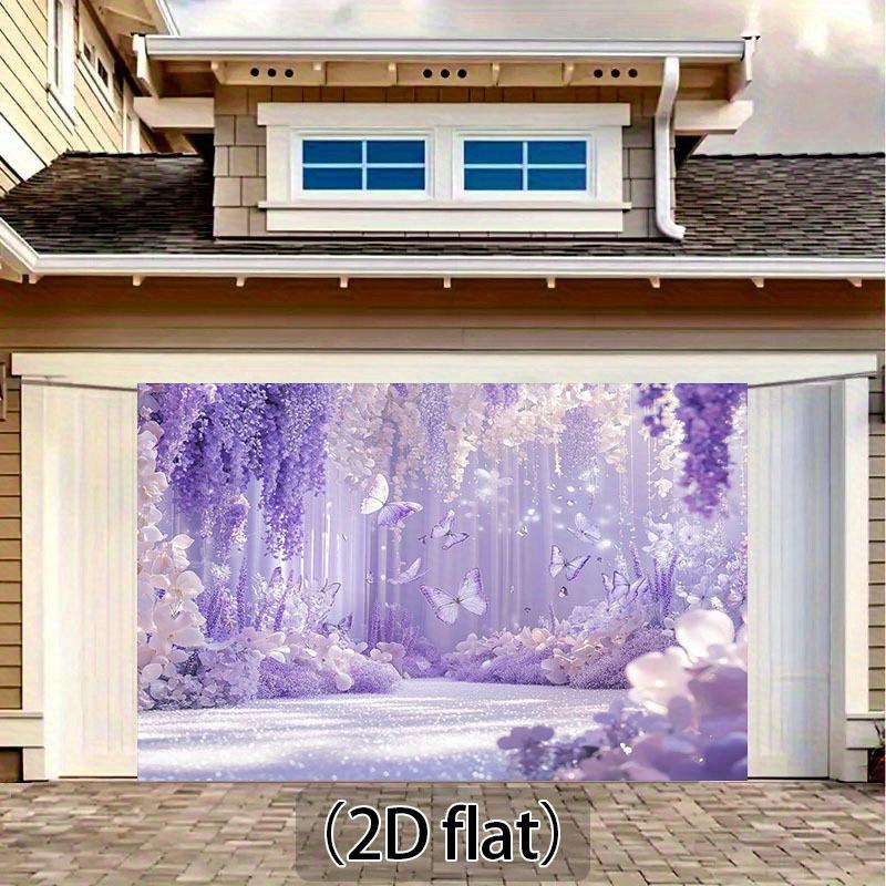 2D plan, 1 yellow garden background banner, lavender and purple wisteria design, elegant wedding, birthday party, photo