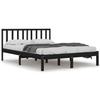 Solid Wood Bed Frame Black Pine 140 x 190 cm