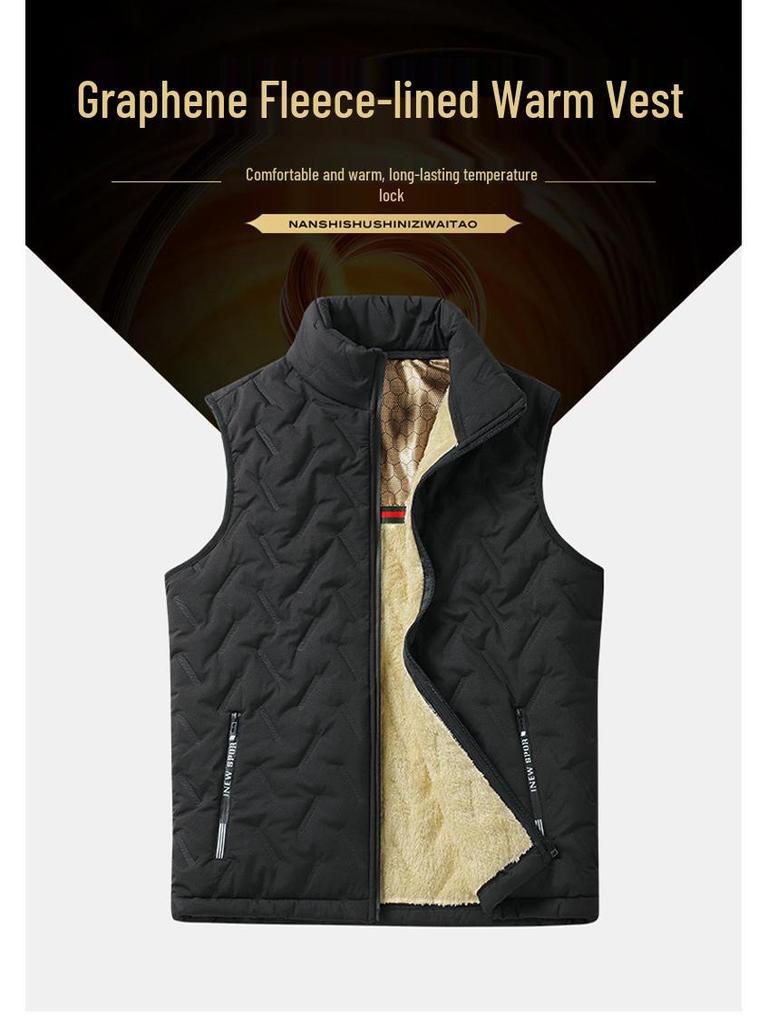 Męska kamizelka z jagnięcej skóry, ocieplana bawełną - Ciepły jesienno-zimowy bezrękawnik casualowy