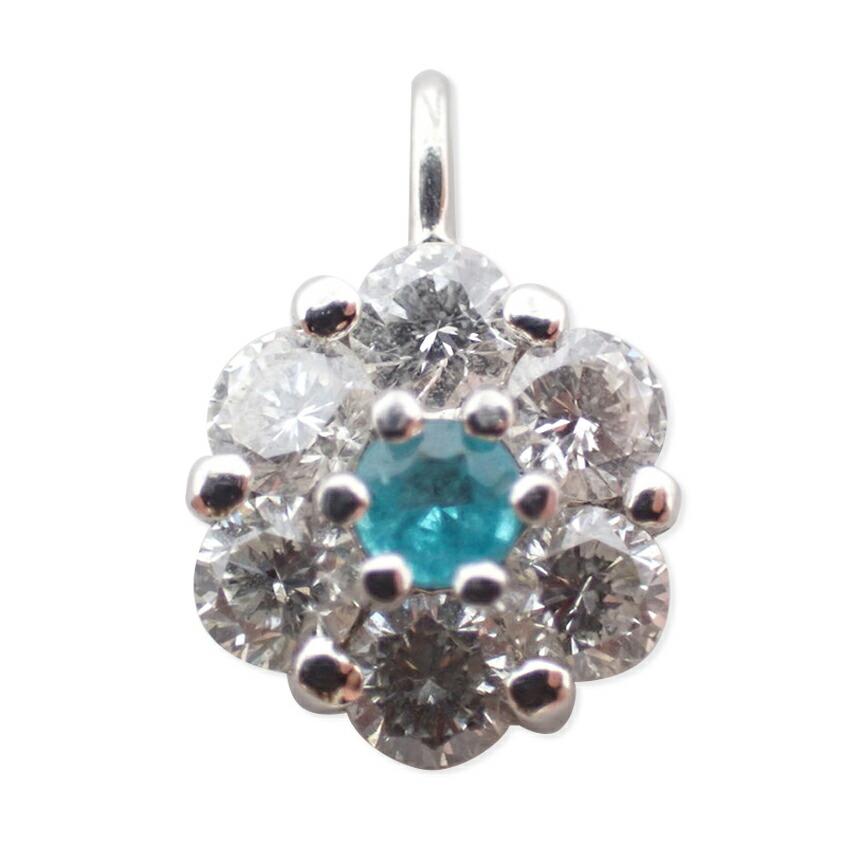 

[Used] Pt900 Paraiba tourmaline/diamond pendant top/j71-8