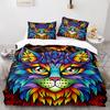 Cat Duvet Cover Set King Size Cute Cats Pattern Bedding Set Decorative Animal Polyester Comforter Cover with Pillowcases for Kid