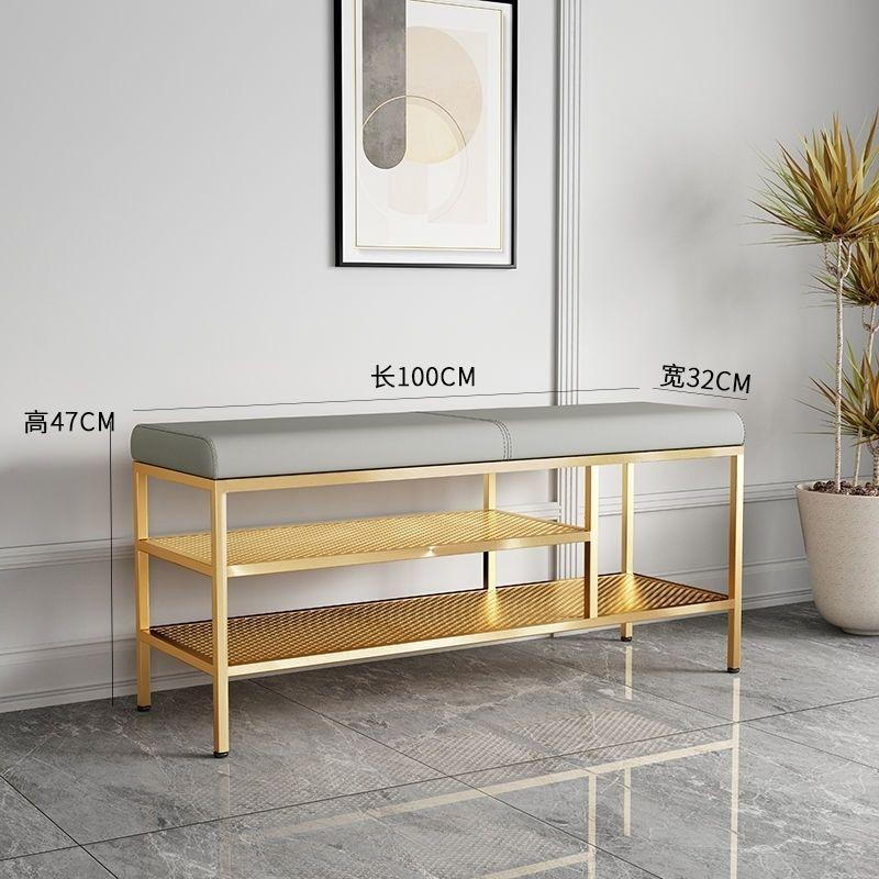 Light Luxury Shoe Rack Living Room Shoe Changing Stool Entrance Hall Furniture Storage Cabinet Nordic Leather Bench Save Space