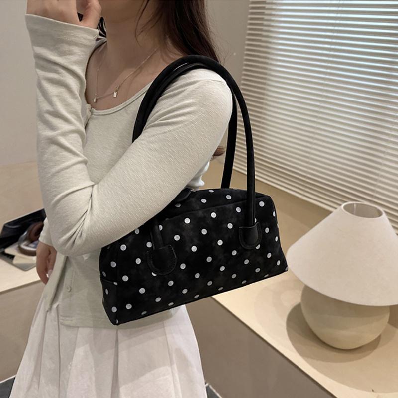 Yogodlns New Large Capacity Shoulder Bags Zipper Polka Dot Bowling Underarm Bags For Women Minimalist Shopper Handbag
