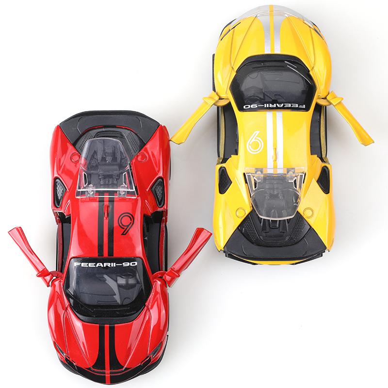 (bagged)1:36 Alloy Car Model Simulation SF90 Racing Car Vehicle Pull Back Car Ornaments Collection Toys For Boy Children