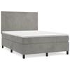 Box Spring Bed with Mattress Light Gray 140 x 190 cm Velvet