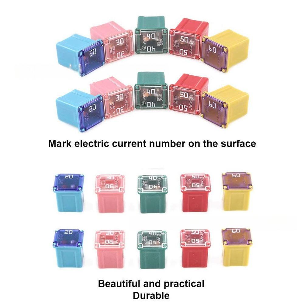 30Pcs Short Leg Auto Square Blade Fuse Assortment Box 20A-60A Internal Insert Car Circuit Protection Fuse Replacement Kit