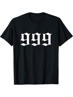 999 T-Shirt - Unisex Adults & Kids, Black, Small, Short Sleeve, Cotton 80% Polyester 20%