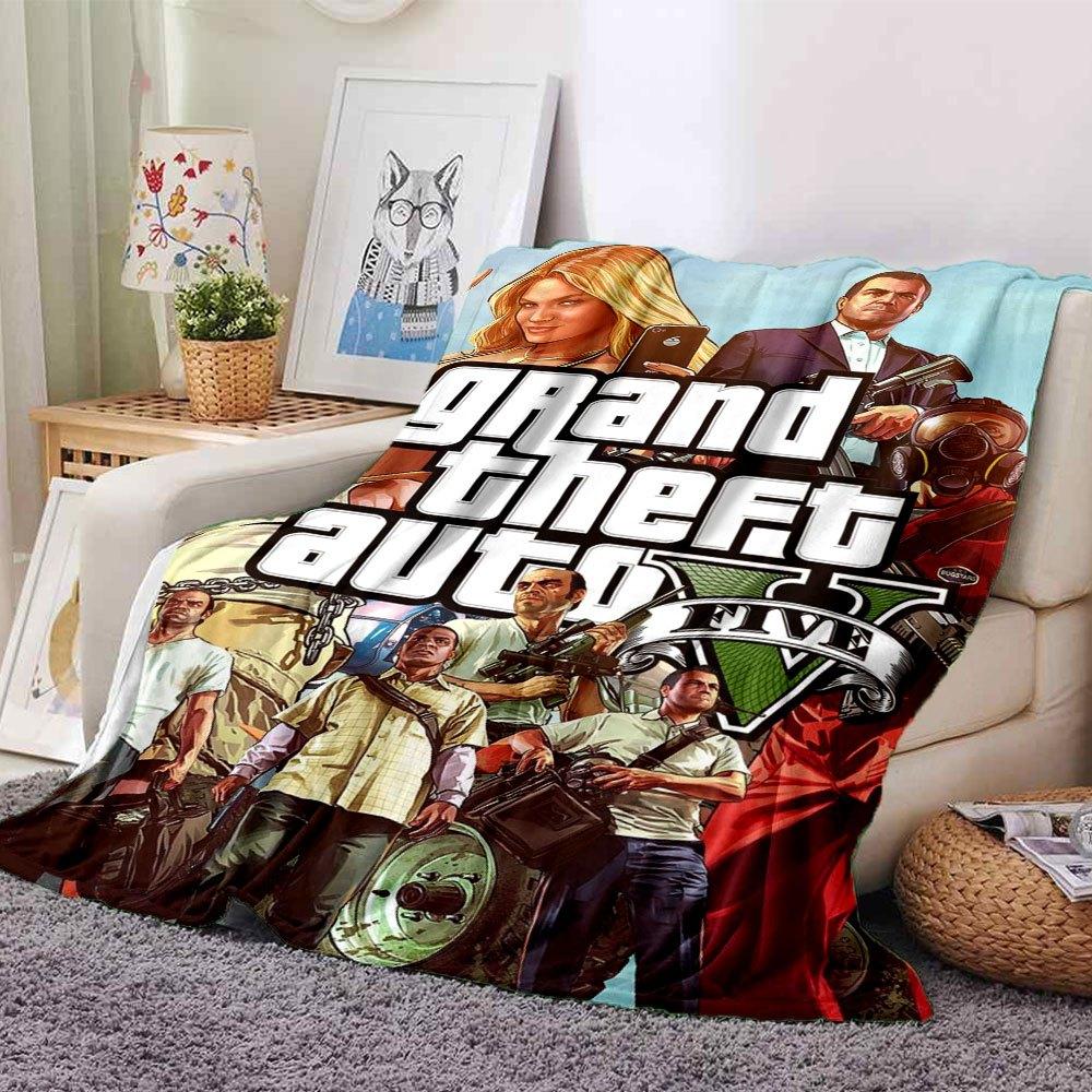 1pc Grand Theft Auto Soft Flannel Blanket with Designer Print A cozy blanket for all seasons, perfect for the couch, bed, office
