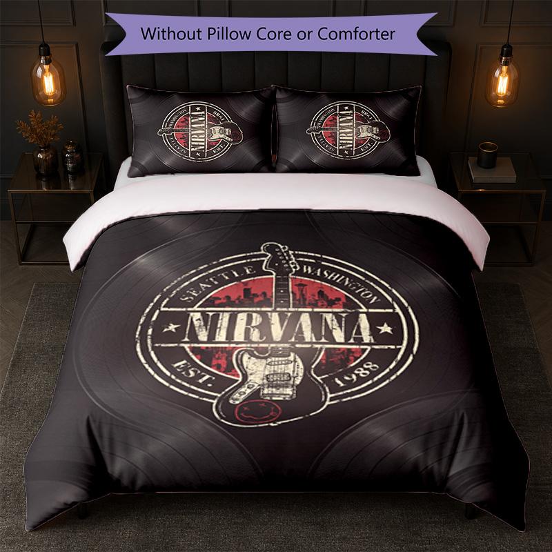 Nirvana Print 3Pcs Bedding Set Duvet Cover With Two Pillowcases Soft Bed Linen For Household Bedroom