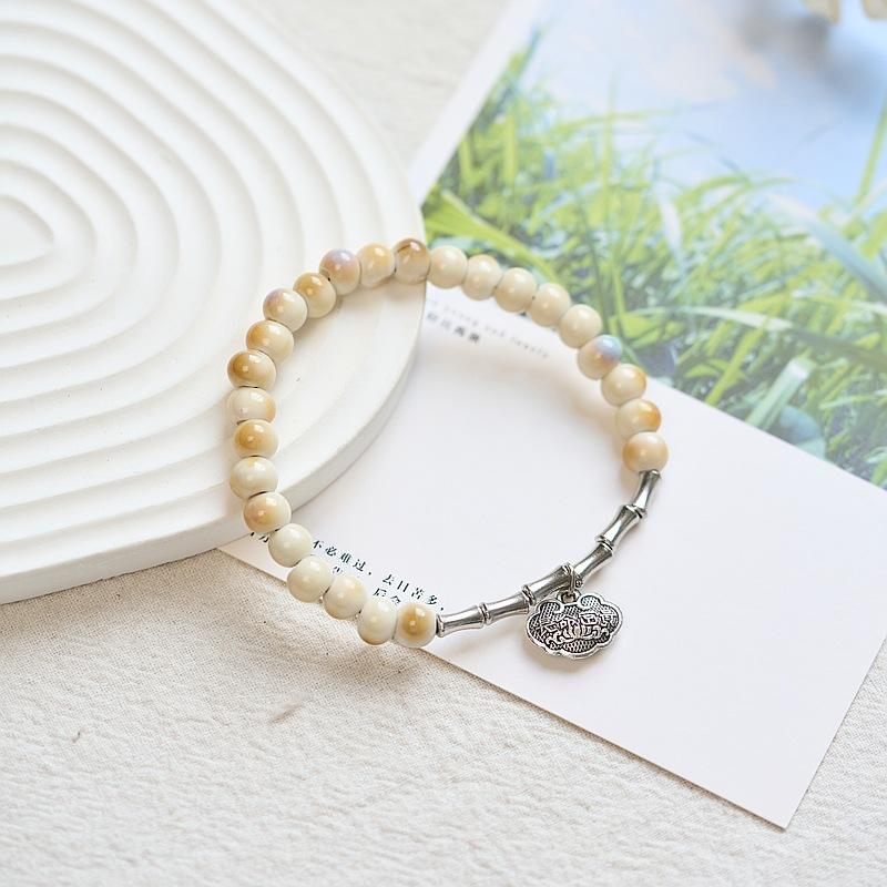 Original Design New Chinese Jingdezhen Ceramic Bracelet Student Literary Bamboo Arrival Porcelain Bead Bracelet Female Wholesale