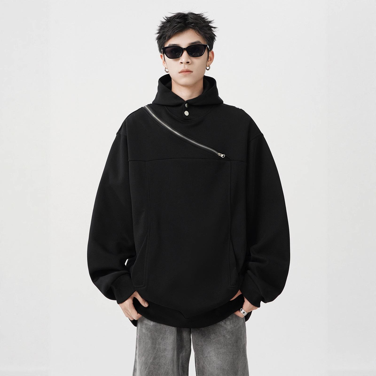 Мужской худи свитер Осень и Зима Новый дизайн на молнии Свободный худи пальто M