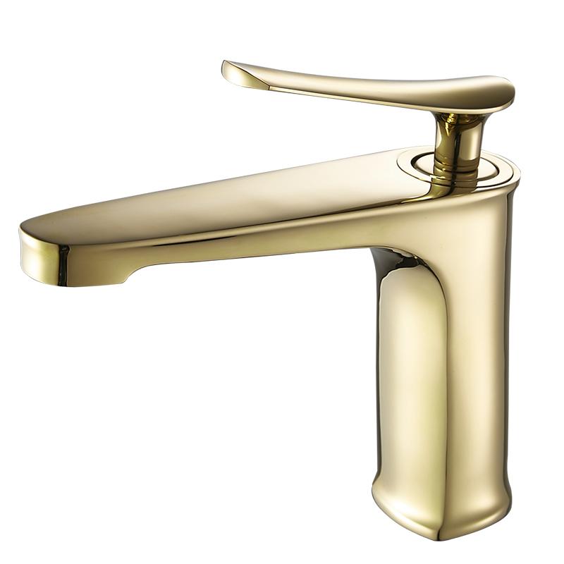 Basin Faucet Black Gold Solid Brass Sink Mixer Tap Hot and Cold Single Lever Basin Lavtory Faucet