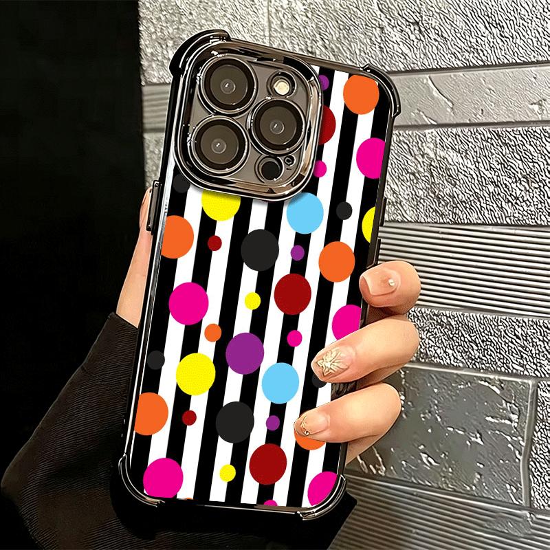Polka Dots Art Fashion Desgin Soft Phone Case For iPhone 15 16 17 Air 14 Pro Max 16E Plus 13 12 Mini Plating Anti-Fall Fundas