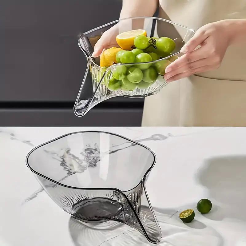 High-Quality, Versatile Kitchen Drain Basket - Multifunctional Plastic Strainer with Funnel for Vegetables, Pasta, Fruit & Salad