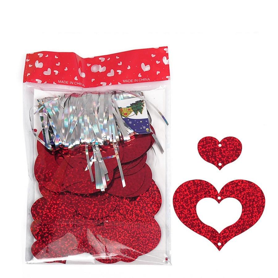 100 st Hjärta Ballong Hänge Bröllopsrumstillbehör Kärlekshjärta Laserhängen Ballongband Regn Födelsedagsfest Dekoration