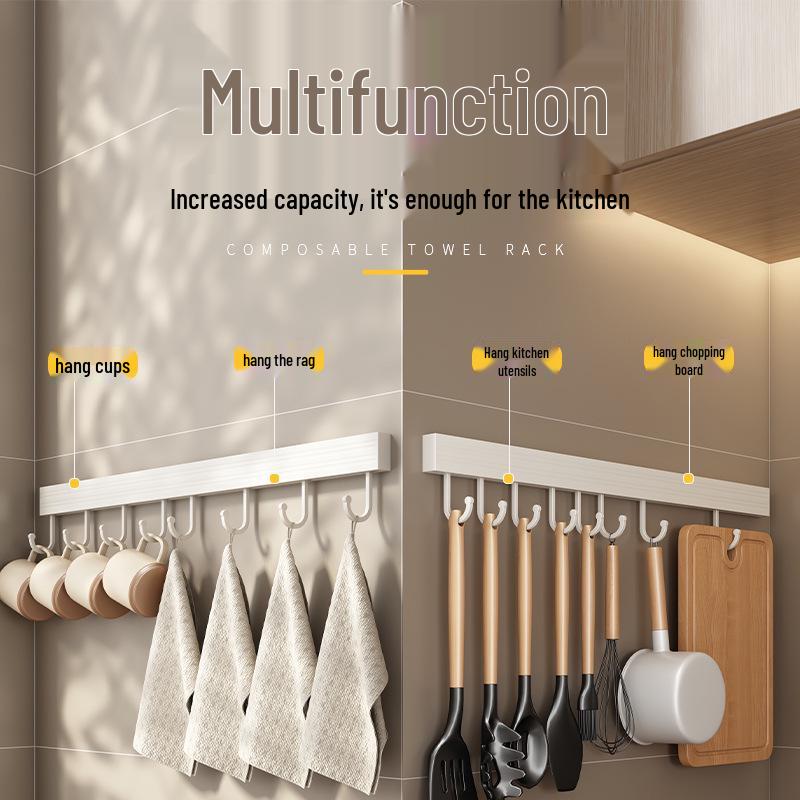 Multi-Functional Wall-Mounted Kitchen Hook Rack for Utensil Storage