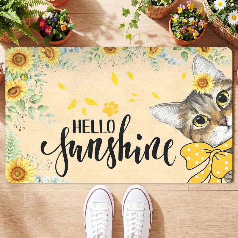 Floral Spring Pattern Doormat Anti Slip Durable Floor Mat for Front Door Hallway Courtyard Indoor Outdoor Home Decor